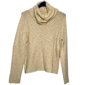 Eileen Fisher Cream Merino Wool Cowl Neck Sweater